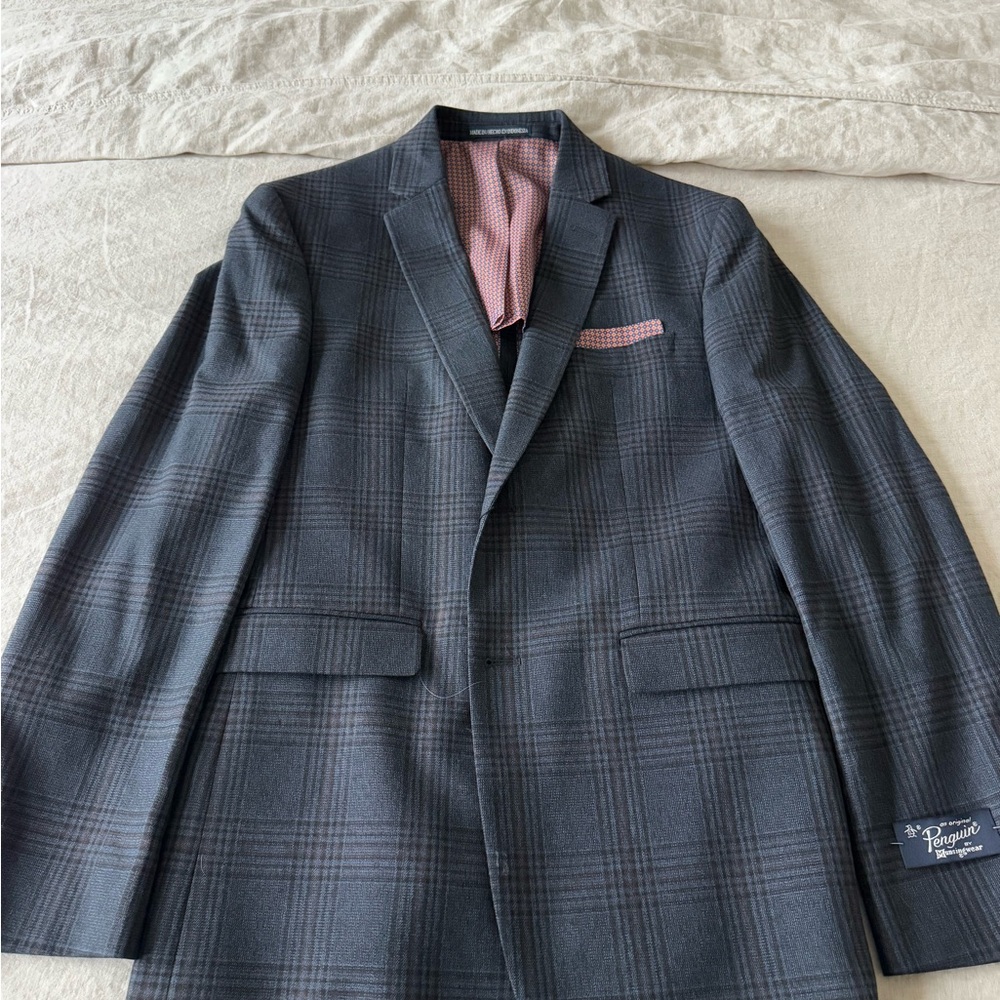 Men's Dark Gray Plaid Blazer